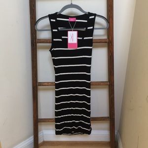 - Black and white striped bodycon dress
